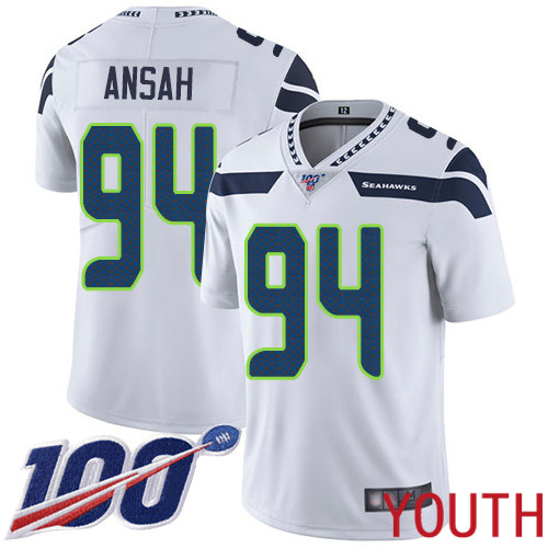 Seattle Seahawks Limited White Youth Ezekiel Ansah Road Jersey NFL Football #94 100th Season Vapor Untouchable->women nfl jersey->Women Jersey
